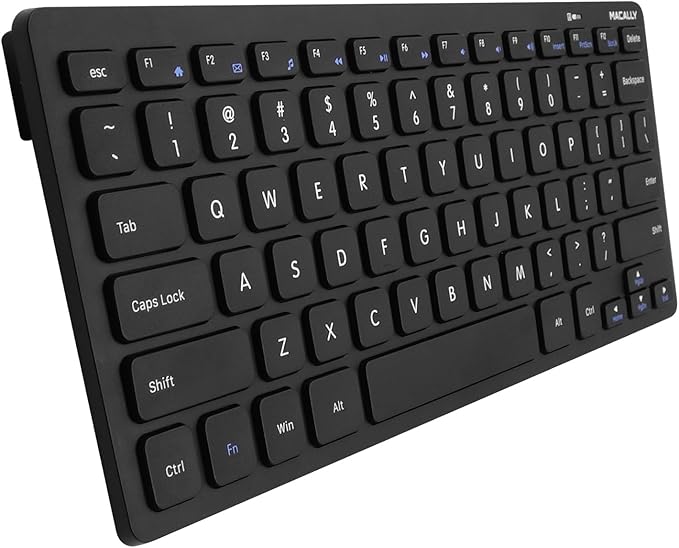 Macally Mini Compact Keyboard - Wireless Keyboards for Desktop PC, Surface, Chromebook, Notebook, Laptop Keyboard, Slim Key Board with 2.4G Wireless USB - Small Keyboard for Travel (Black)