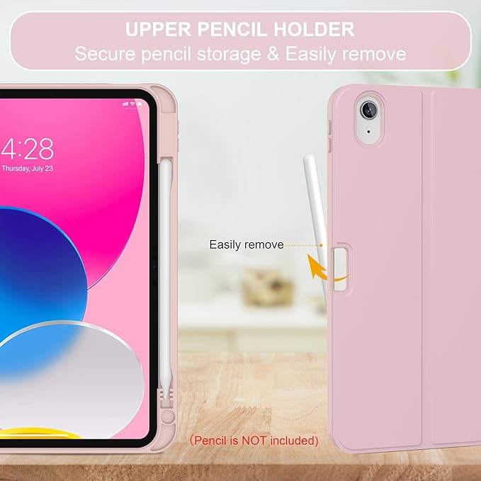Soke for iPad (A16) 11th/10th Generation Case with Keyboard(2025/2022)-7 Color Backlight Wireless Detachable Folio Keyboard Cover with Built-in Pencil Holder for iPad 11/10.9 inch, Pink