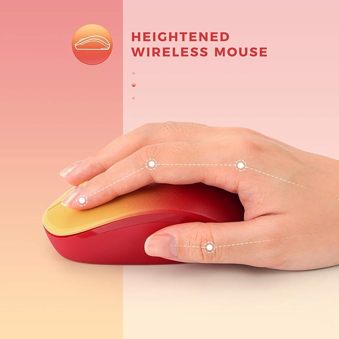 seenda Wireless Mouse for Laptop, 2.4G Noiseless Mouse with USB Receiver - Optical Tracking Portable Computer Mice for Chromebook, PC, Tablet, Windows System, 24 Months Battery Life - Gradient Red