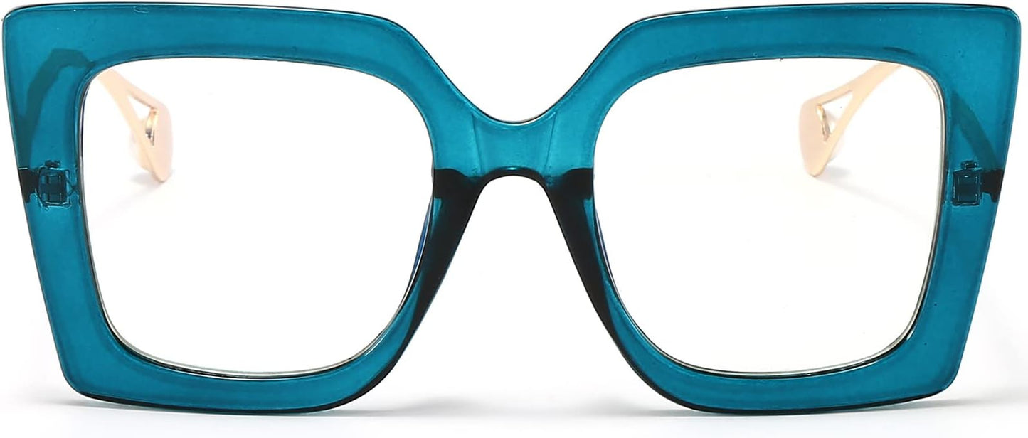 AIEYEZO Oversized Blue Light Glasses for Women, Anti Fatigue Prevent Headache Computer Eyeglasses