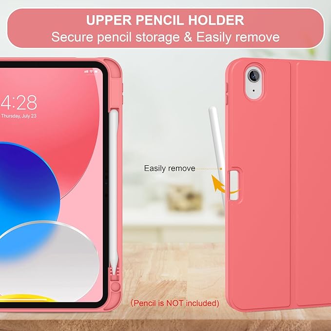 Soke for iPad (A16) 11th/10th Generation Case with Keyboard(2025/2022)-7 Color Backlight Wireless Detachable Folio Keyboard Cover with Built-in Pencil Holder for iPad 11/10.9 inch, Watermelon Red