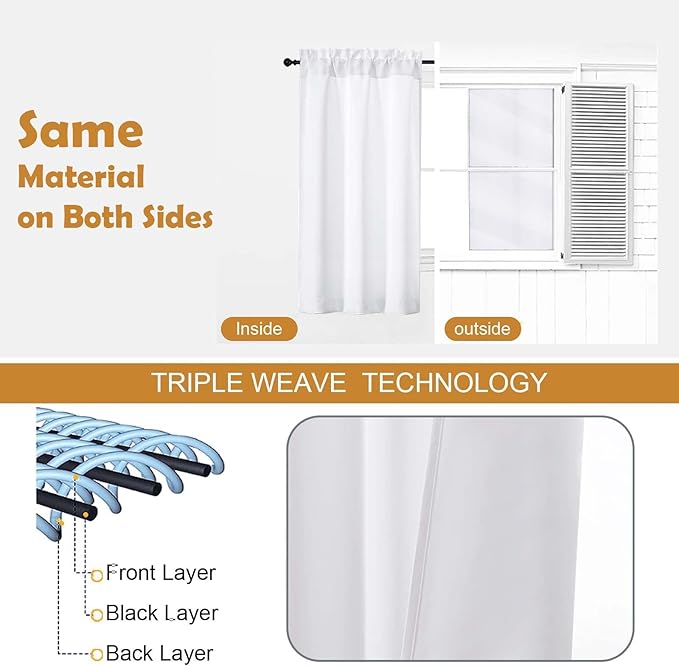 Aiyufeng Pure White Curtains for Bedroom 90 Inches Long 2 Panels Set, Room Darkening Window Treatment, Light Filtering Curtain Drapes, Soft Casual Rod Pocket Privacy Curtains, W40 x L90 Inch