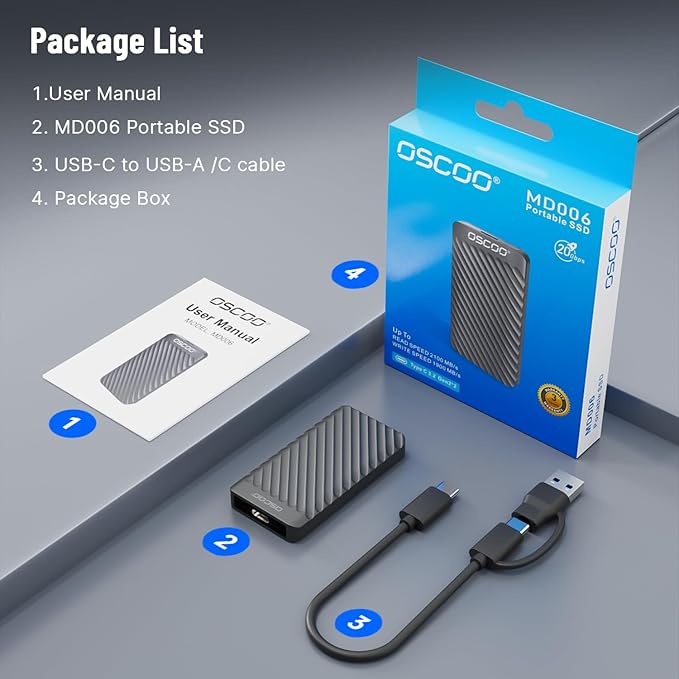 1TB External Hard Drive, Up to 2100MB/s, USB 3.2 Gen 2 Portable SSD, External Solid State Drive for Mac, Windows PC, Laptops, Gaming, iPhone — Ideal for File Backup, Content Creators & Videographers