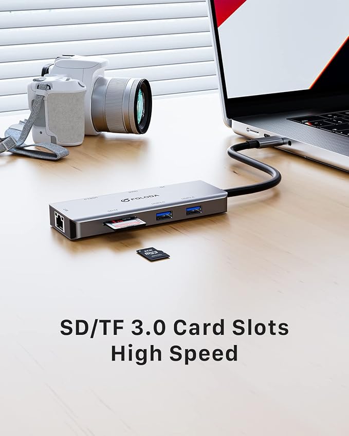 USB C HUB HDMI 4K@60Hz, 8-in-1 Docking Station, Multiports USB C Adapter with Gigabit Ethernet, PD 100W, 3*USBA 3.0, TF/SD, USB C Dock Compatible for MacBook Pro/Air, iPad Pro, iPhone 15, Dell, etc.