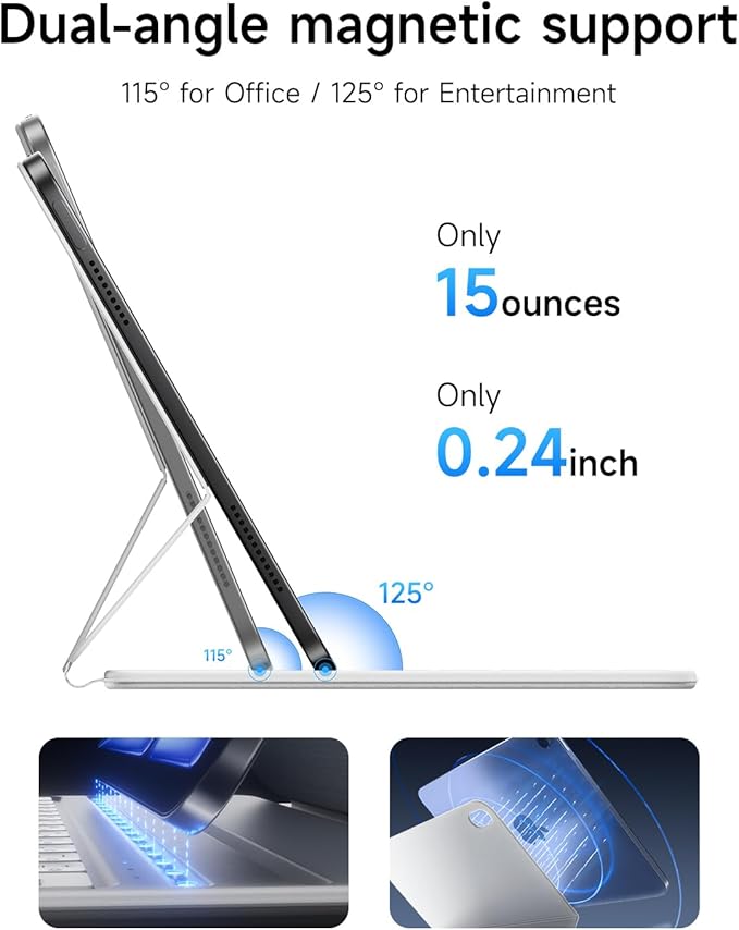 HOU Slim Bluetooth Keyboard Case for 2025 11th-Gen iPad (A16) & 2022 10th-Gen iPad, Smart Folio, Magnetic Stand with 2 Ergonomic Tilt Angles, Recyclable Synthetic Leather, Long-Life Battery, White