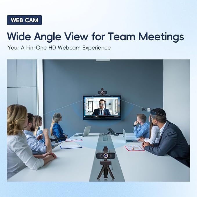 1080P PC Webcam with Built-in Noise-Canceling Microphone Physical Privacy Cover Automatic Light Compensation Ultra Wide-Angle Lens Plug and Play Suitable for Zoom/YouTube/Live/Streaming