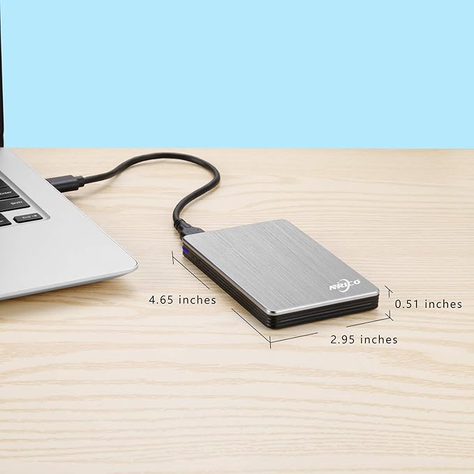 NRICO Portable External Hard Drive, USB 3.0, 2.5 Inch, Compatible with PC, Mac, Desktop (Grey, 250, GB)