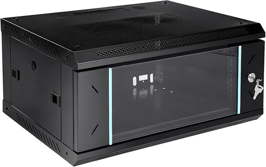 Wall Mount Server Cabinet, 4U Server Organizer, 110LB Load,Wall Mount Server Cabinet with Glass Locking Door, for Offices & Data Centers (23.62"x17.72"x9.45")