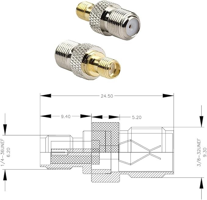 F Type to SMA Male Female Coax Connector Coaxial Adapter 2 Sets 6 Pcs