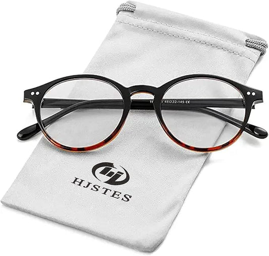 HJSTES Vintage Blue Light Glasses for Women Men Round Bluelight Blocking Glasses Thick TR90 Frame Eyeglasses