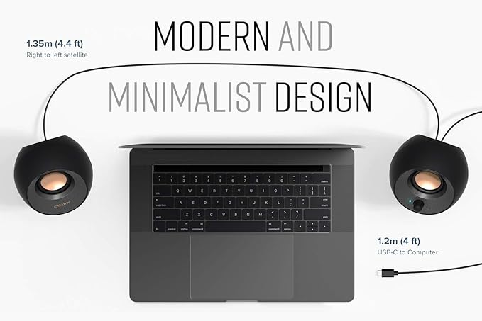 Creative Pebble V3 Minimalistic 2.0 USB-C Desktop Speakers with USB Audio, Clear Dialog Enhancement, Bluetooth 5.0, 8W RMS with 16W Peak Power (Black)