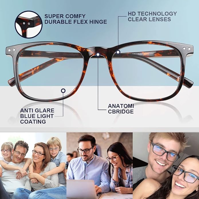 AOSM Blue Light Glasses for Men & Women,Gaming glasses Anti-Glare UV400 Protection,Blue Light Blocking to Relieve Eye Strain
