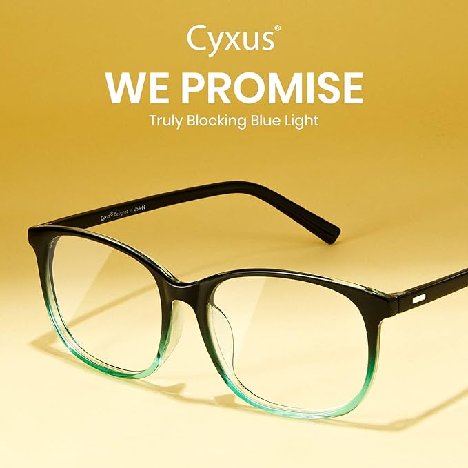 Cyxus Blue Light Blocking Glasses Women Men Computer Gaming Square Glasses UV400 Protection Anti Eyestrain T32