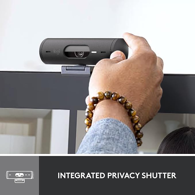 Logitech Brio 501 Full HD Webcam with Auto Light Correction, Show Mode, Noise Reduction Mics, Privacy Cover, Works with Microsoft Teams, Google Meet, Zoom, Nintendo Switch 2 New GameChat Mode - Black