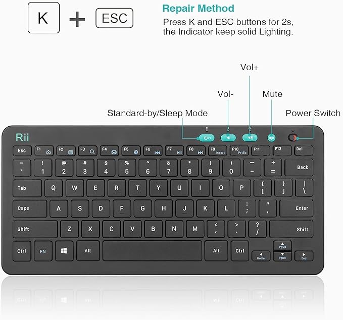 Rii RKM709 2.4 Gigahertz Ultra-Slim Wireless Keyboard and Mouse Combo, Multimedia Office Keyboard for PC, Laptop and Desktop,Business Office(Black)-New