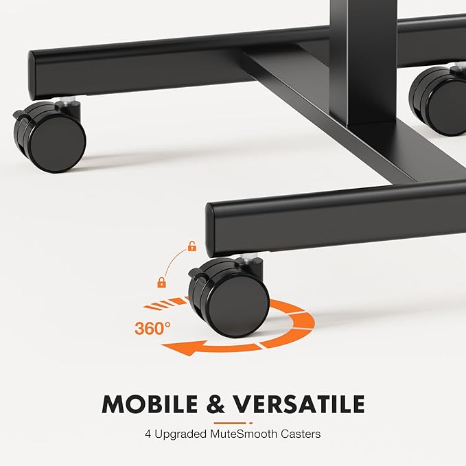 Sweetcrispy Mobile Small Standing Desk - Sit Stand Portable Rolling Laptop Desk with Lockable Wheels, Adjustable Height Computer Workstations, Brown