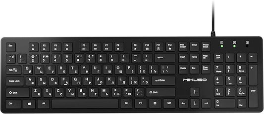Russian Keyboard with English (Cyrillic),Non Fading Characters,12 Multimedia Keys USB Interface,1.6m line Length Suitable for Computer Laptop PC,Full Size with Number Key,Plug and Play