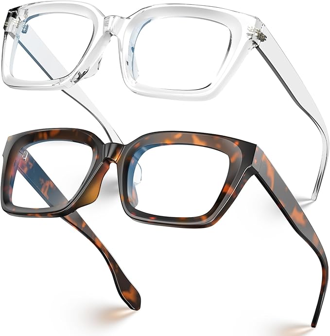 VISOONE Chunky Square Blue Light Blocking Glasses with Anti Computer Glare for Working Women Men MONTANA