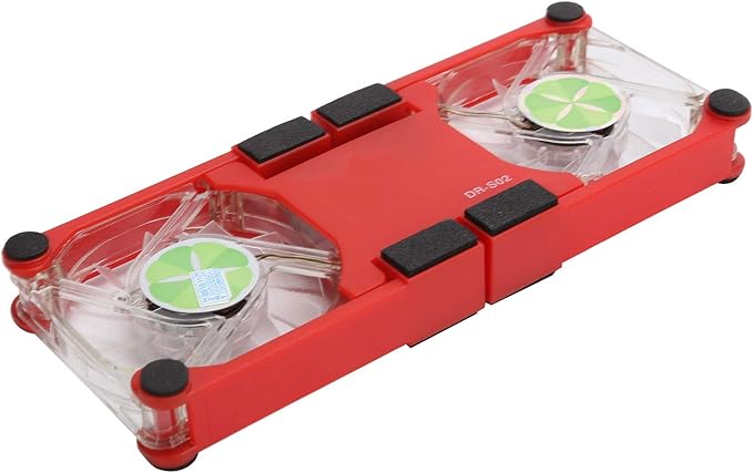 Laptop Cooling Pad,DR-S02 Folding Laptop Cooler with Dual Fans,Portable USB Powered Notebook Radiator Cooler Stand Cooling Base with Anti‑Skid Mount(red)