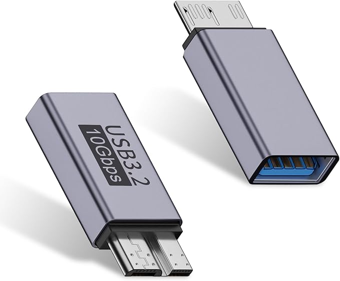 Duttek USB A to Micro B Adapter 10Gbps, USB-C to Micro USB 3.2 Gen 2 Fast Charging Adapter Compatible with iPhone 15 Plus/15 Pro Max, WD My Passport External Drive 2 Pack