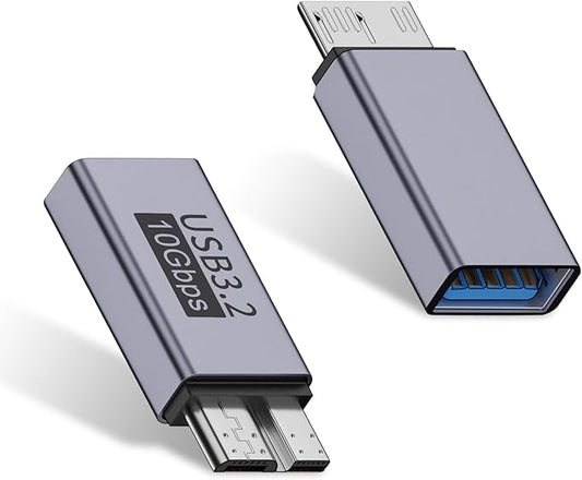 Duttek USB A to Micro B Adapter 10Gbps, USB-C to Micro USB 3.2 Gen 2 Fast Charging Adapter Compatible with iPhone 15 Plus/15 Pro Max, WD My Passport External Drive 2 Pack