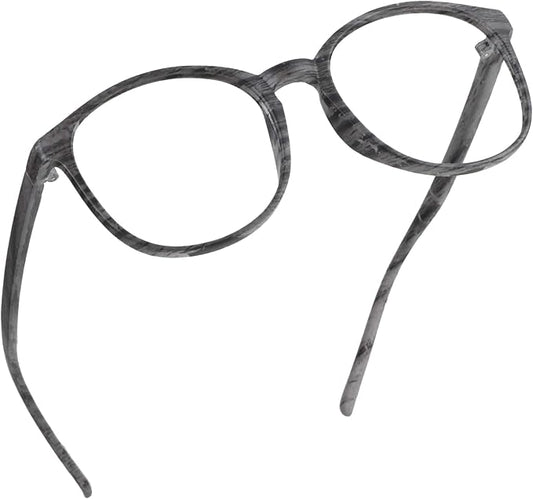 LifeArt Round Blue Light Blocking Glasses, Computer Glasses, Gaming Glasses, TV Glasses for Women Men (Wood, 2.00 Magnification)