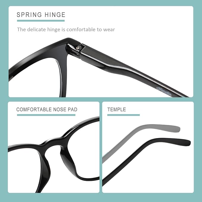 Henotin 3-Pack Blue Light Blocking Reading Glasses,Spring Hinge Computer Readers for Men Women,Anti UV Ray Filter Eyeglasses (Mixed Color-3, 0.75, Diopters)