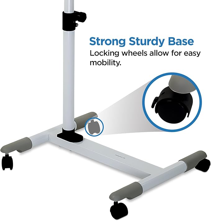 Mount-It! Rolling Laptop Stand Desk with Wheels - Height Adjustable 23.5"–39" Mobile Standing Desk, Over Bed Hospital Tray Table, Teacher Podium, Projector Stand, Tilting Surface, Lockable Casters