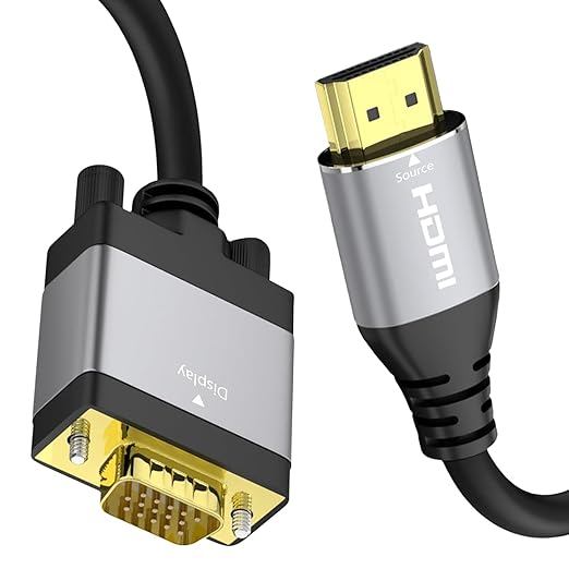 HDMI to VGA Cable 6ft, Adapter Cord with Secure Latch and IC Chip – Plug & Play HDMI to VGA Converter Cable for Monitor, Projector, PC, Laptop, Desktop, Xbox, PS3, 1080P 60Hz