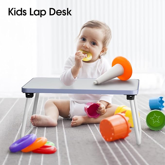 Lap Desks Laptop Tray for Bed or Couch, Breakfast Serving Tray with Folding Legs,Portable & Lightweight Mini Table, Laptop Stand for Working, Reading and Writing,White