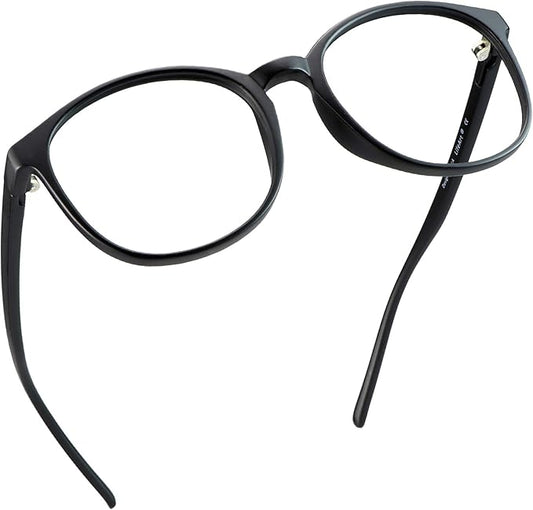 LifeArt Round Blue Light Blocking Glasses, Computer Glasses, Gaming Glasses, TV Glasses for Women Men (Black, 2.25 Magnification)