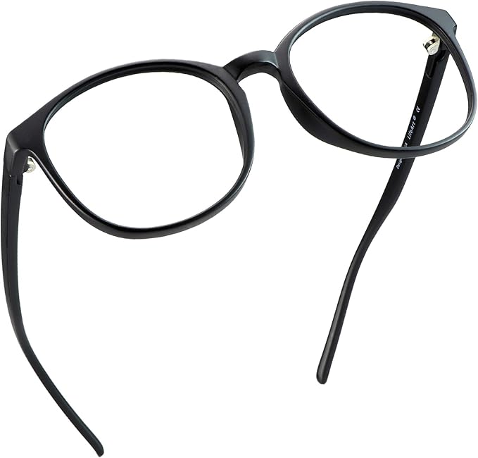 LifeArt Round Blue Light Blocking Glasses, Computer Glasses, Gaming Glasses, TV Glasses for Women Men (Black, 5.50 Magnification)