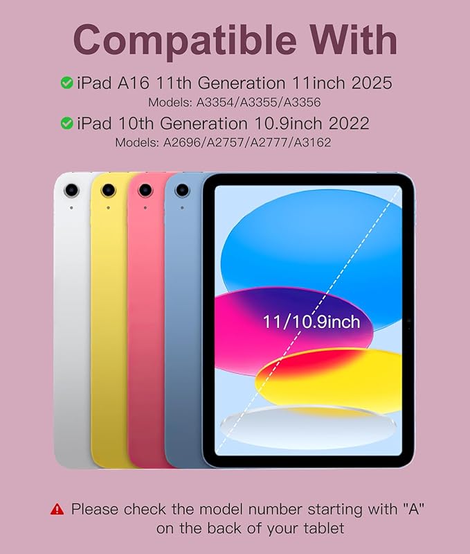 Hamile for iPad 11th 10th Generation Case with Keyboard - 7 Colors Backlit Wireless Detachable Folio Keyboard Cover with Pencil Holder for iPad A16 11-inch 2025 10th Gen 10.9 Inch 2022 (Dark Cherry)