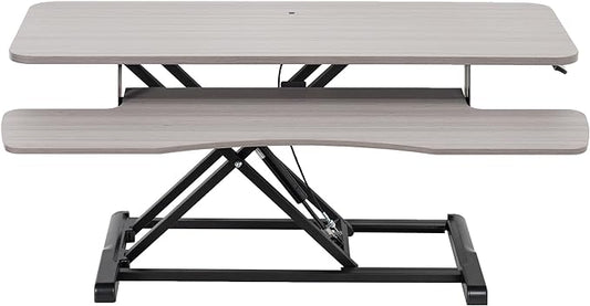 VIVO 42 inch Desk Converter, K Series, Height Adjustable Sit to Stand Riser, Dual Monitor and Laptop Workstation with Wide Keyboard Tray, Gray Top, Black Frame, DESK-V042KG