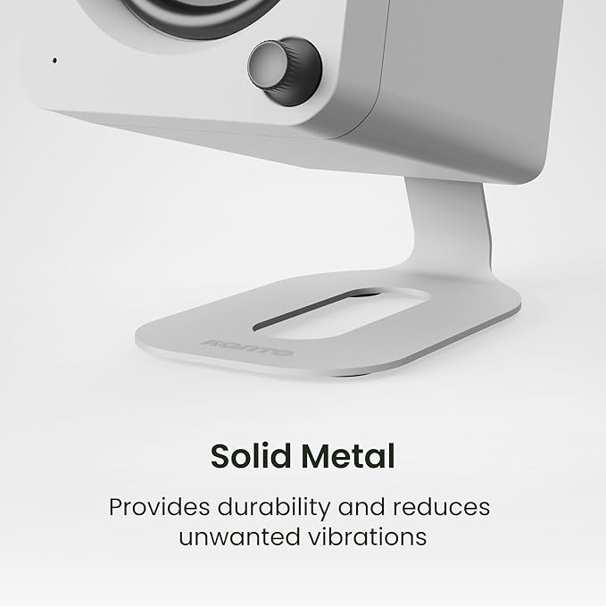 Kanto SU2 Rear-Mounted Desktop Speaker Stands for Uki and Ora | Elevated and Angled to Improve Sound | ¼-20 Thread | Holds 3.1 lbs | Pair | White