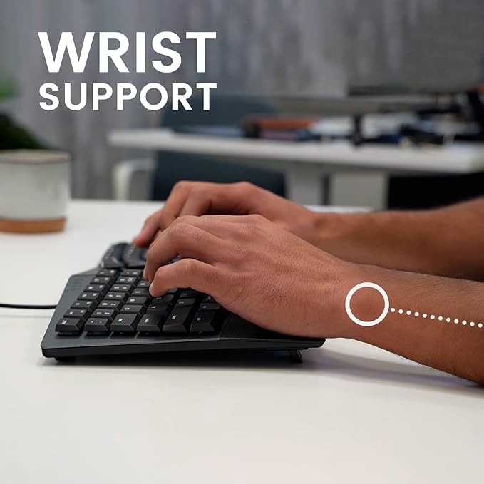 Perixx PERIBOARD-335BR Wired Ergonomic Mechanical Compact Keyboard - Low-Profile Brown Tactile Switches - Programmable Feature with Macro Keys - Compatible with Windows and Mac OS X - US English