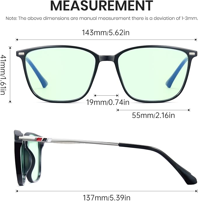 Cyxus Blue Light Blocking Glasses Men Women Gaming Computer Rectangle TR90 frame Anti Eyestrain UV400 8208