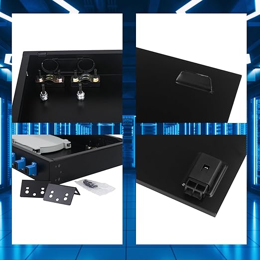 SC-UPC 24 Simplex 24 Port Rack Mount Enclosure Box with Splice Tray Singlemode SC-UPC Kit (Includes 1.2 Meter Pigtail and 24PC Coupler)
