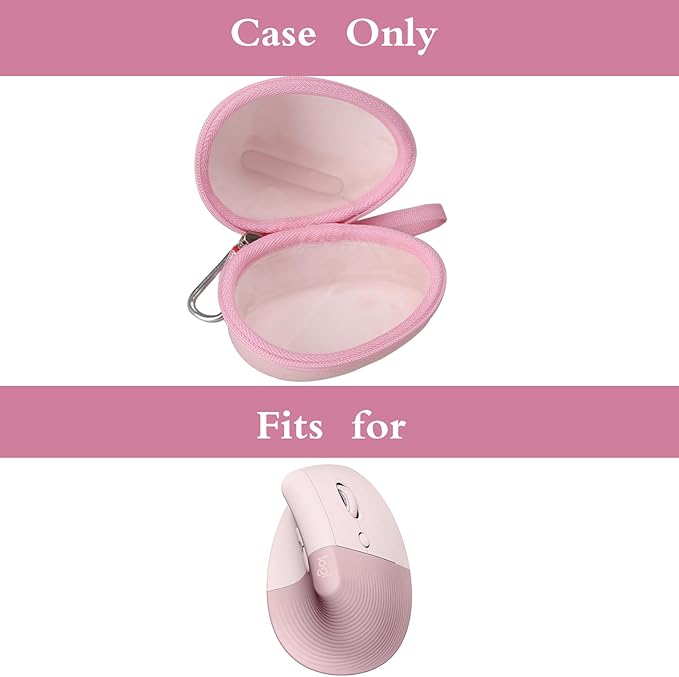 Mouse Case Fits for Logitech Lift Vertical Ergonomic Mouse, Travel Carrying Box for Logi Wireless Bluetooth Cordless Upright Mouse, Case Only (Pink)