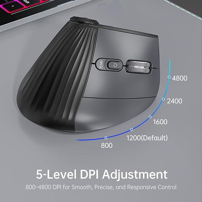 Bluetooth Travel Mouse, 2.4G Rechargeable Mouse with USB Receiver, Wireless Mice Compatibility for Computer, Laptop, Notebook, PC (Black XM7D)