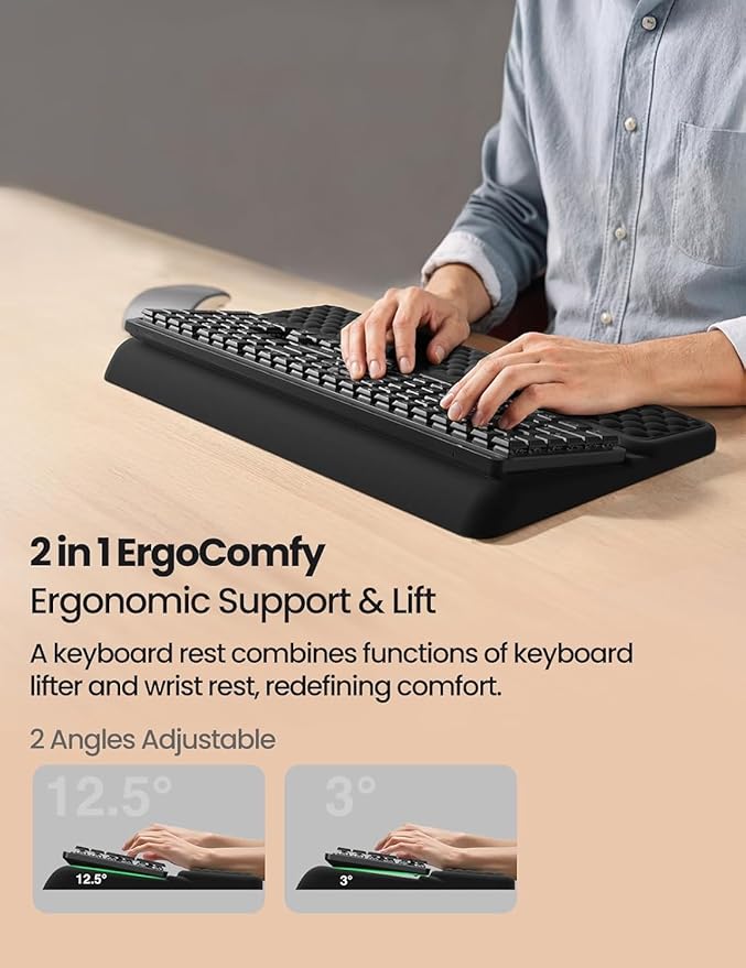 Vaydeer Keyboard Stand and Mouse Pad Set with Wrist Rest, Soft Memory Foam Wrist Support, Ergonomic Wrist Cushion for Desk, Relieves Carpal Tunnel Pain, Palm Hand Typing for Office, Home, Gaming