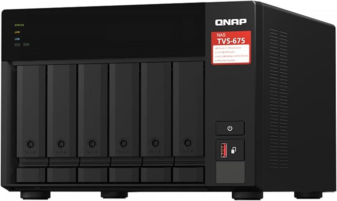 QNAP TVS-675-8G 6 Bay NAS ZhaoXin KX-U6580 8-core 2.5GHz 8G DDR4 Hot-swappable 2xM.2 2280 PCIe Gen 3 x1 2 x2.5GbE WOL 2xPCle Gen 2xUSB3.2 3yr wty