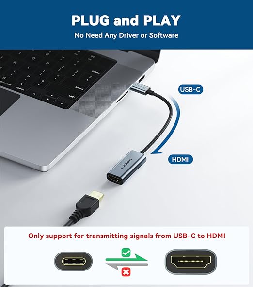 QGeeM USB C to HDMI Adapter 4K@60Hz,Type-C Thunderbolt 3/4 to HDMI Adapter Converter,Compatible for MacBook Pro,iPhone16 Max Plus,iPad Air,XPS,Galaxy S24Ultra,iMac Mini Etc.-2 Pack