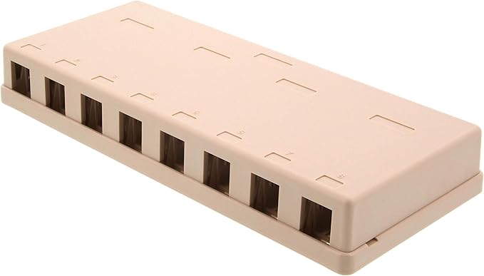 Networx® 8-Port Ethernet Keystone Jack Surface Mount Box, Unloaded, Ivory