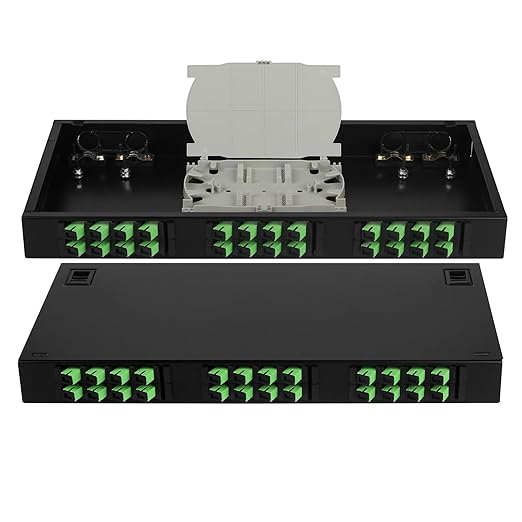 2-Pack SC-APC 24 Simplex 24 Port Rack Mount Enclosure Box with Splice Tray Singlemode SC-APC Kit (Includes 1.2 Meter Pigtail and Coupler)