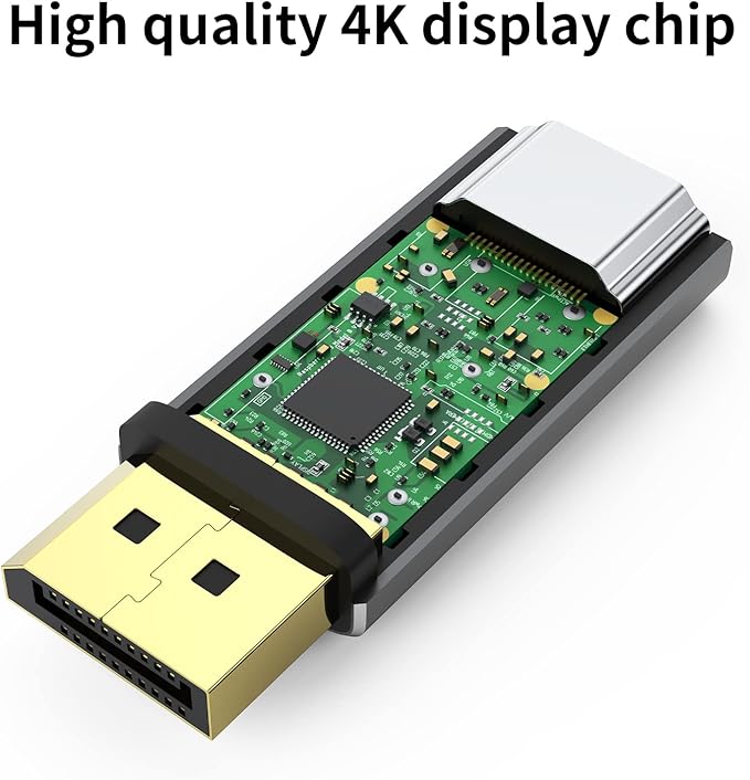 Displayport to HDMI Adapter 4K 24K Gold Plated Displayport DP to HDMI Female Converter，Uni-Directional Display Port to HDMI Converter Compatible for Lenovo, HP, Dell &More- Grey