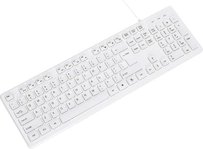 MCSaite Wired White USB 104 Keys Computer Keyboard with Stands,Waterproof - US Layout Compatible for Windows, PC, Laptop