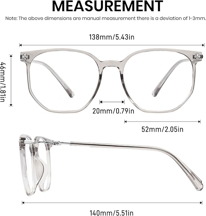 Cyxus Retro Blue Light Glasses Men - Square TR90 Metal Blowline Frame Stylish Trendy for Computer Daily Work 8252