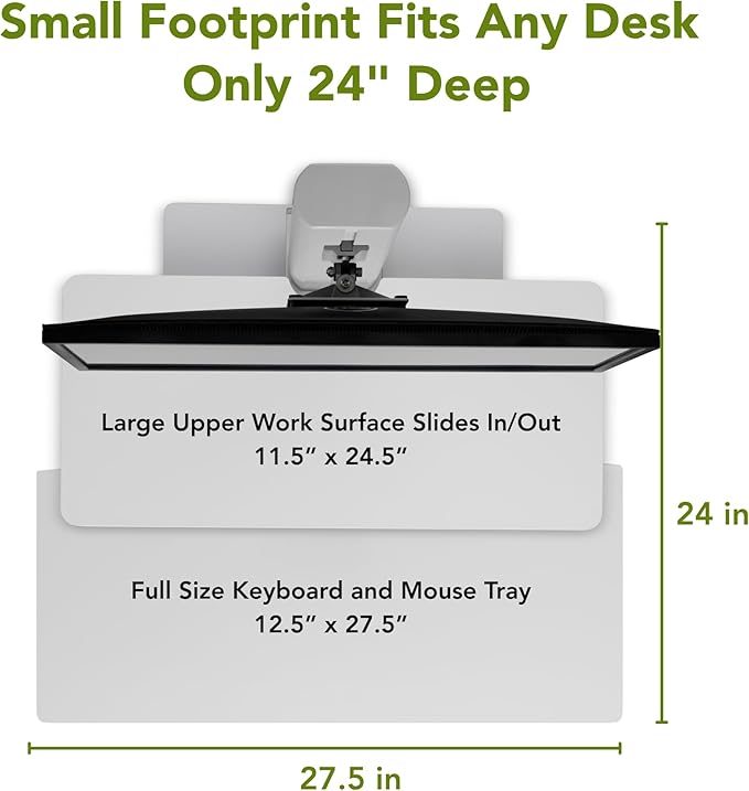 Perfect POSTURE Sit2Stand Standing Desk Converter with Dual Monitor Mount – 18” Height Adjustable Sit-Stand Workstation – White