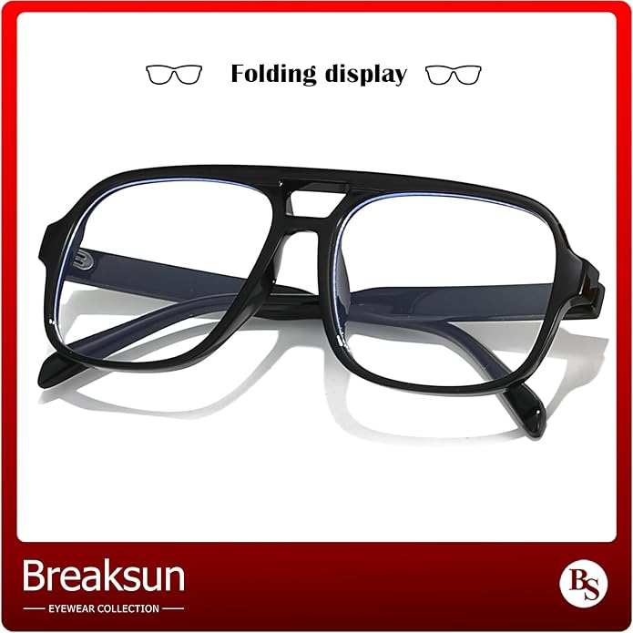 Oversized Square Aviator Glasses for Women Men Big Frame Retro Blue Light Blocking Glasses Vintage Style